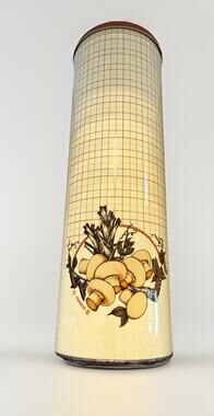 Vintage 1970s Franco Mushroom Cylinder Round Tall Tin Can Canister 11”x3.5”